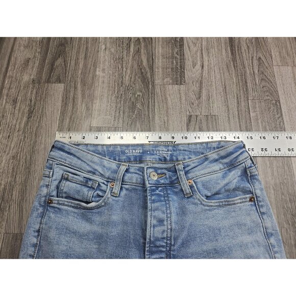 (3/$35) Old Navy Jeans Womens 4 Blue High Rise O.G. Straight Button Fly Denim - Picture 8 of 12